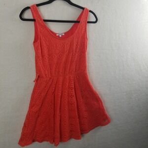 Valleygirl Orange Crochet Lace Fit Flare Dress Size 10 mini sun